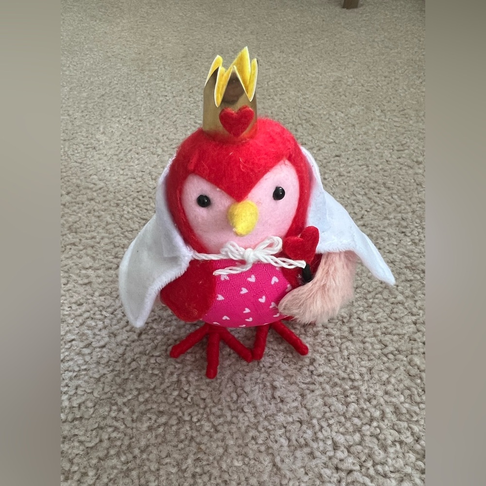 Spritz Queenie Red Plush Bird Ornament – Crown & Cape – Holiday / Valentine’s